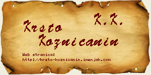 Krsto Kozničanin vizit kartica
